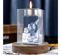 Personalized 3D Photo Glass Candle Holder, Custom Engraved Crystal Candelabra With Your Text/Picture, Candlestick Decor For Wedding, Anniversary, Birthday, Home Decoration(8CM)