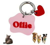 Personalized 3D Printed Dog Tag with Personalized Text, Pet Identification Tag Custom Pet Keychain - Custom Footprint Identification Marks for Animal Lovers (Pink, M:4.1CM)