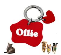 Personalized 3D Printed Dog Tag with Personalized Text, Pet Identification Tag Custom Pet Keychain - Custom Footprint Identification Marks for Animal Lovers (Red, S:3.3CM)