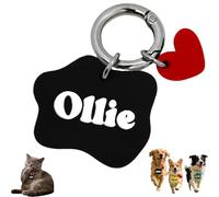 Personalized 3D Printed Dog Tag with Personalized Text, Pet Identification Tag Custom Pet Keychain - Custom Footprint Identification Marks for Animal Lovers (Black, S:3.3CM)