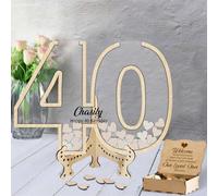 Personalized 40th Birthday Guest Book Alternative Birthday Signature Sign Number Guest Book Memory Guest Book 40 Years Old Gift for Women Men 40th Anniversary Wedding Guestbook for Family Couple