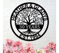 Personalized 50th/70th/60th/40th/30th/25th/1st Anniversary Wedding Gifts,Custom Metal Name Sign, Tree of Life Wall Art Decor, Gift for Couple Parent Husband Wife