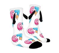 Personalized 67 Meme Socks, Fun Six Seven 6 7 Meme Design Sock, Funny Socks For Teens, Teen Boy Stocking Stuffer