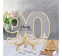 Personalized 90th Birthday Party Guestbook Alternative Happy 60th Birthday Alternative Signature Guest Book for Men Women Cheers to 90 Years Old Gifts 90 Birthday Drop box Birthday Party Supplies