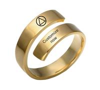 Personalized AA NA Sobriety Gift for Women Men Stainless Steel 18K Gold Plated Sober Recovery Cuff Ring Alcoholics Anonymous Addiction Surgery Recovering Anniversary Jewelry,One Day At A Time