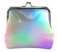 Personalized Abstract Trendy Rainbow Pastel Coin Purse for Men Women Leather Kiss Lock Card Change Purse for Girls