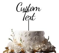 Personalized Acrylic Cake Topper - Custom Name or Text - Large 3mm Strong Acrylic for Birthday, Wedding, Anniversary & Celebration Cakes - Happy Birthday Decoration & Party Charm (Black)