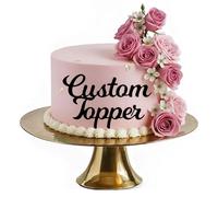 Personalized Acrylic Cake Topper, Large 3mm Custom Acrylic Letters Cake Decoration, Happy Birthday Sign Wedding Decoration Table Centre Piece Party (BLACK)