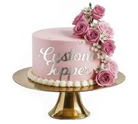 Personalized Acrylic Cake Topper, Large 3mm Custom Acrylic Letters Cake Decoration, Happy Birthday Sign Wedding Decoration Table Centre Piece Party (SILVER)