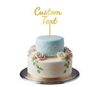 Personalized Acrylic Cake Topper, Large 3mm Custom Acrylic Letters Cake Decoration, Happy Birthday Sign Wedding Decoration Table Centre Piece Party (GOLD)
