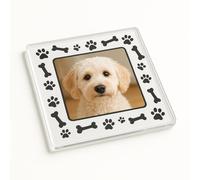 Personalized Acrylic Coaster Gift with Paw Print & Bone Frame - Pawtastic Tales Pet Lover Home Decor Keepsake