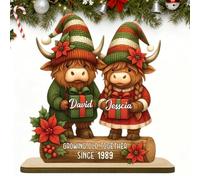 Personalized Acrylic Dwarf 2D Flat Christmas Ornament Custom Text，Couple Growing Old Together Since Ornament, personalised couple christmas decorations (A)