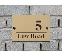 Personalized Acrylic House Number Plaque - Custom Modern Address Sign with House Name, Door Number, Wreath Design and Scottish Highland Cow (Custom Modern Address Sign)
