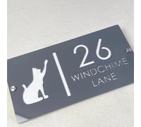 Personalized Acrylic House Number Sign,Customized Outdoor House Number Plate,Custom Modern Outdoor Address Plaque (Gray White,29x15cm)