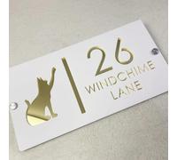 Personalized Acrylic House Number Sign,Customized Outdoor House Number Plate,Custom Modern Outdoor Address Plaque (White Gold,30x18cm)