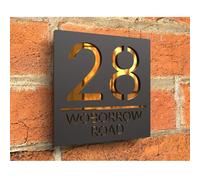 Personalized Acrylic House Number Sign Modern House Numbers Plaque for Outside House Address Plaque Laser Cut 3d Custom Street Name Decorative House Numbers (Black glod,20 * 20cm)