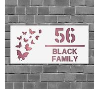 Personalized Acrylic House Number with House Number and Street Name, custom modern acrylic door plaque Door, Mailbox, Home, Yard (White and rose gold)