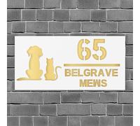 Personalized Acrylic House Number with House Number and Street Name, custom modern acrylic door plaque Door, Mailbox, Home, Yard (White and gold)