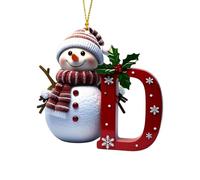 Personalized Acrylic Letter Snowman Christmas Ornaments - 26 Alphabet Tree Decorations, Prepare for Family Friends Teacher (1, D)