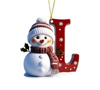Personalized Acrylic Letter Snowman Christmas Ornaments - 26 Alphabet Tree Decorations, Prepare for Family Friends Teacher (1, L)