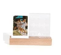 Personalized Acrylic Light Photo Frame, Music Plaque Night Light Lamp Emitting Photo Frames with Wooden Lighted Stand, Best Memories Gift for Birthday,Wedding Gift,Memorial