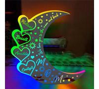 Personalized Acrylic Moon Sign Lamp for Mom Custom Moon Light Heart with Family Names Decor Colorful LED Lamp Perfect Mother's Day Decor Gift Mom We Love You To The Moon and Back Lunar Wall Mirror