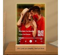 Personalized Acrylic Music Plaque with Wooden, Custom Spotify Plaque With Unique Custom Your Favorite Song & Photo For Boyfriend or Girlfriend, Customized Gifts for Couples, Famlily (5 Size: 15-40cm)