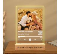 Personalized Acrylic Music Plaque with Wooden, Custom Spotify Plaque With Unique Custom Your Favorite Song & Photo For Boyfriend or Girlfriend, Customized Gifts for Couples, Famlily (5 Size: 15-40cm)