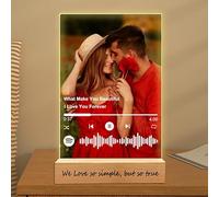 Personalized Acrylic Music Plaque with Wooden, Custom Spotify Plaque With Unique Custom Your Favorite Song & Photo For Boyfriend or Girlfriend, Customized Gifts for Couples, Famlily (5 Size: 15-40cm)