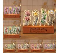 Personalized Acrylic Night Light,Custom Acrylic Lamp with Character Design Photos,Personalized Photo Gifts for Mom from Daughter Son,Mothers Birthday Gifts for Mama Women (Birthday Flowers-04)