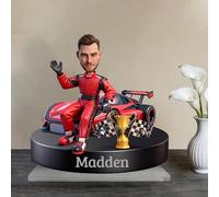 Personalized Acrylic Racing driver Figurine Desk Ornament Custom Cartoon 2D Human Figure Figurine Custom Figure Desktop Photo Frames Keepsake Gift for Family Friend Colleagues Child Classmate-20cm
