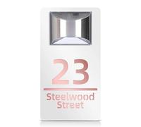 Personalized Acrylic Solar House Number Sign Modern Acrylic Address Plaque, Custom House Number Sign with Light (White Rose Gold,15x28cm(5.9x11in))