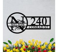 Personalized Address Sign with Last Name Custom House Number Metal Sign Split Letter Monogram Address Outdoor Plaque Personalized Housewarming Gift