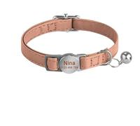Personalized Adjustable Leather Anti-lost Safety Breakaway Cat Collar With Metal Name Plate For Pug Chihuahua,A,19-30cm
