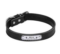 Personalized Adjustable Leather Puppy Kitten Collar With ID Name Phone Number Tag Nameplate For Shiba Inu Poodle Chihuahua Pug,Black,S