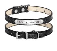 Personalized Adjustable Puppy Kitten Collar With ID Name And Phone Number Tag For Shiba Inu Pug Chihuahua Poodle,Black,XS