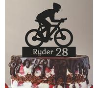 Personalized Age Number Bicycle 28th Birthday Happy Custom Bike Cake Topper, 6-7.8 Inch Acrylic or Wood Material