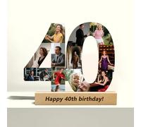 Personalized Age Number Photo Collage 1-99 Any Number Birthday Anniversary Party Decorations Custom 50th 60th 70th 80th Birthday Photo Collage Frame Gifts for Men Women Grandparent Family