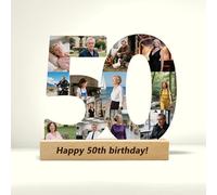 Personalized Age Number Photo Collage 1-99 Any Number Birthday Anniversary Party Decorations Custom 50th 60th 70th 80th Birthday Photo Collage Frame Gifts for Men Women Grandparent Family