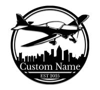 Personalized Airplane Metal Sign - Custom Aviation Wall Art with Name - Pilot Gift, Hangar Decor & RC Plane Enthusiast Present (Airplane F)
