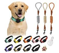 Personalized Airtag Holder Dog Collar with Breakaway Buckle Laser Engraved Name Plate, Heavy Duty Nylon, Soft Padded for Small/Medium/Large Dogs, LED Light, Leash, Removable Accessories (Red,M)