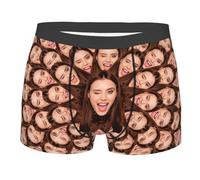 Personalized All Face Print Boxer Briefs for Men Husband Boyfriend Dad Custom Girlfriend Wife's Photo Underwear Valentine's Day Ugly Novelty Boxer Briefs Shorts Funny Boxer Briefs
