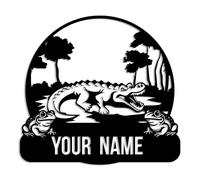 Personalized Alligator Metal Sign, Custom Alligator Metal Wall Art,Custom Shed Metal Decor,Custom Your Name Signs,Home Decor, Nursery Decor, Wall Decor, Christmas Gifts,Alligator Gifts (Alligator-1)