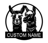 Personalized Alpaca Metal Sign, Custom Farm Name Wall Art, Llama Lover Gift, Rustic Barn Decor, Animal Ranch Sign, Birthday Present for Her, Farmhouse Kitchen Decor (Style-1)