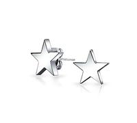 Personalized Alphabet A-Z Initial Monogram Unisex American Patriotic Celestial Rock Star Super Stars Stud Earrings For Men Women Graduation Polished Finish Stainless Steel 10MM