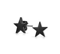 Personalized Alphabet A-Z Initial Monogram Unisex American Patriotic Celestial Rock Star Super Stars Stud Earrings For Men Women Graduation Polished Finish Black Stainless Steel 10MM