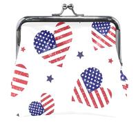 Personalized American Flag Hearts Wallet for Women Leather Buckle Kiss Closure Small Wallet Hearts with American Flag UNITALLA Classic Hearts with, Hearts with American Flag, UNITALLA, Classic