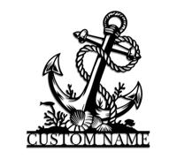 Personalized Anchor Metal Sign - Custom Nautical Wall Art, Coastal Home Decor, Durable Metal Name Plaque for Beach Houses & Boats (Style-7)