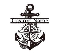 Personalized Anchor Metal Sign - Custom Nautical Wall Art, Coastal Home Decor, Durable Metal Name Plaque for Beach Houses & Boats (Style-1)