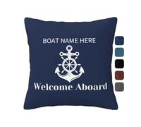 Personalized Anchor Pillow Case Custom Boat Name Throw Pillowcase Welcome Aboard Nautical Cushions Nautical Sailing Farmhouse Decor Decorations for Home Bedroom Sofa Living Room